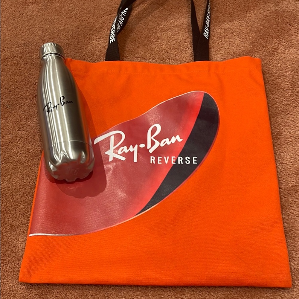 Ray-Ban Orange Shopping Bag with silver water bottle/brand new